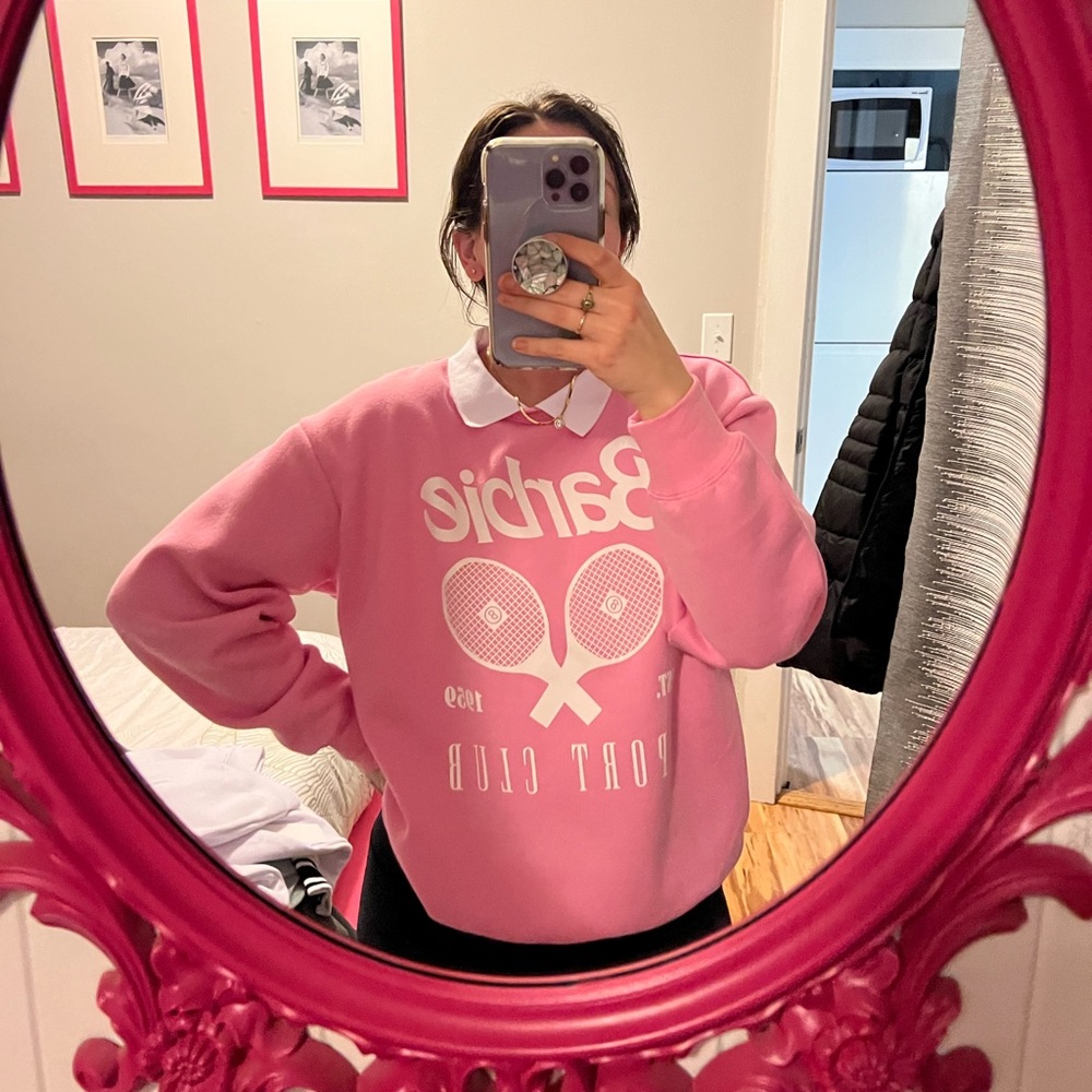 Barbie Pink Sport Club Est. 1959 Tennis Sweatshirt with collar